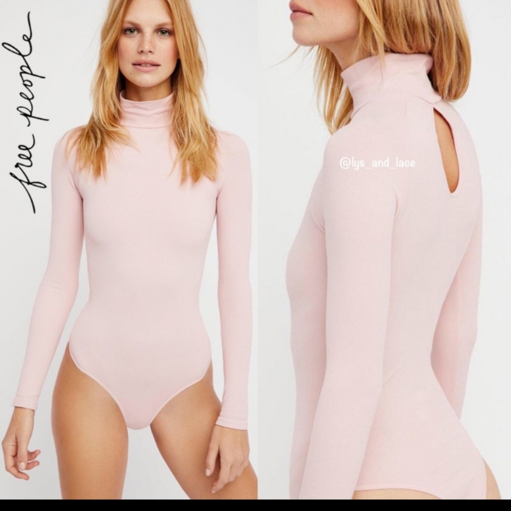Free People Seamless Turtleneck Bodysuit Blush